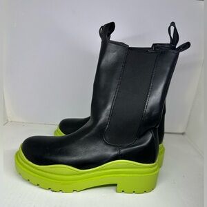 Black and Green Platform Boots